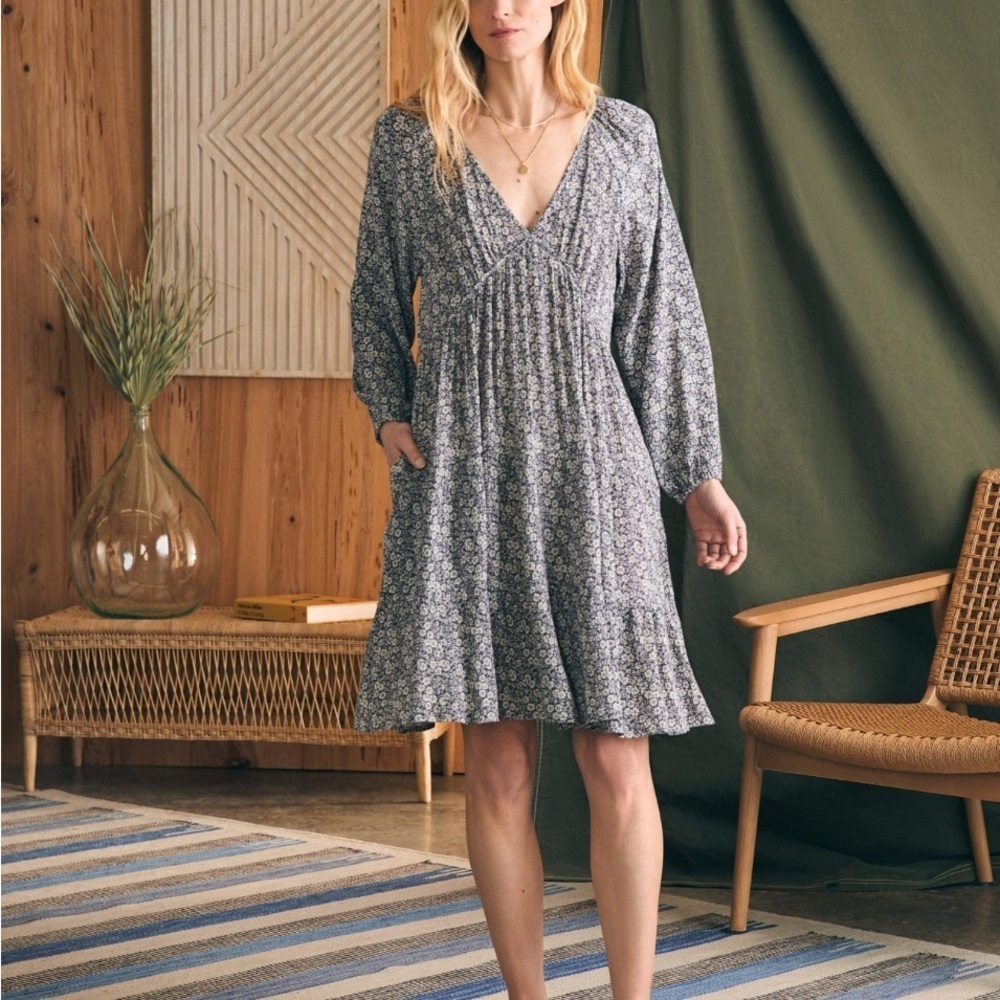 Faherty Blue Long Sleeve Dress *Sirene* Size XS